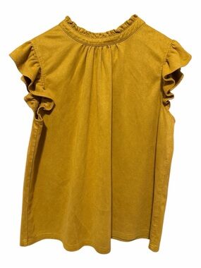 VOY Mustard Yellow Ruffle Top sleeveless size large